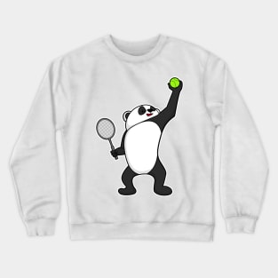 Panda at Tennis with Tennis racket Crewneck Sweatshirt